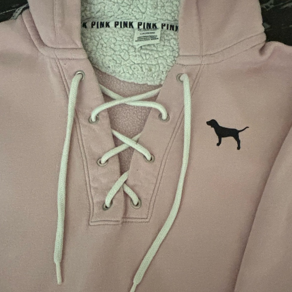 PINK Victoria's Secret Mauve Lace-Up Hoodie - Picture 4 of 6